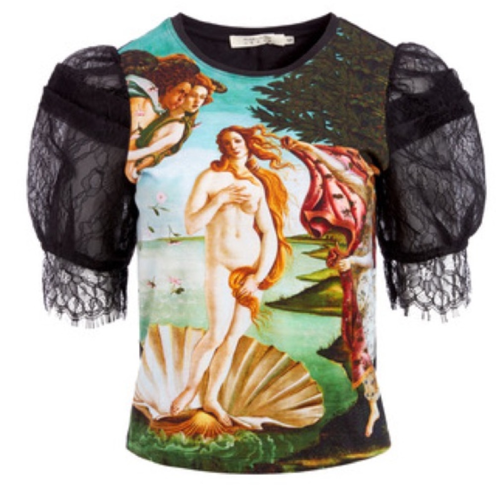 Alice + Olivia XS Birth of Venus Posey Shirt